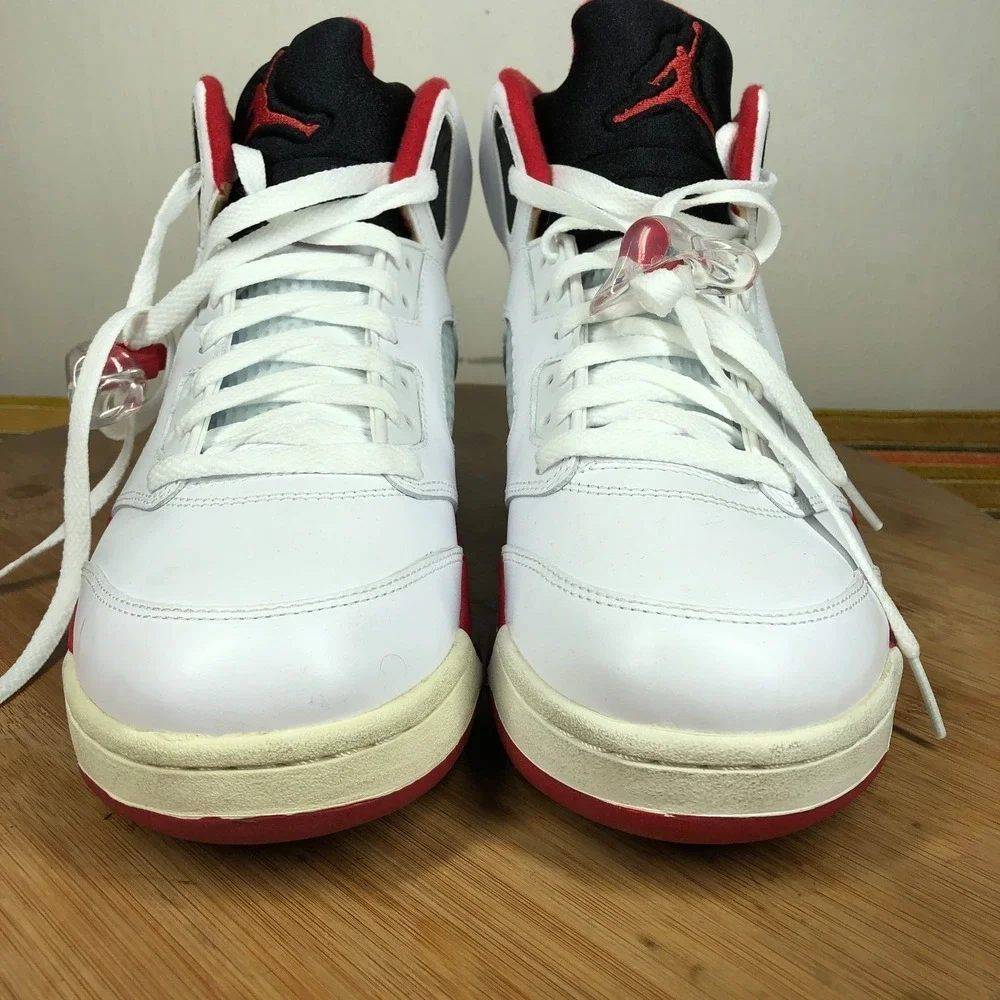 Nike Air Jordan Air 5 Mens 8.5 shoes white OG Fire Red Basketball sneakers